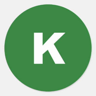 Sticker Rond Blanc sur Monogramme minimaliste vert