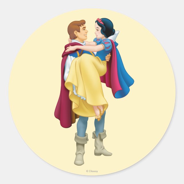 Sticker Rond Blanche-Neige et le prince charmant (Devant)