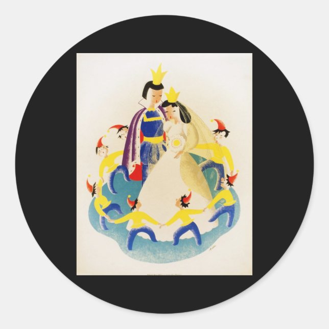 Sticker Rond Blanche Neige et les sept nains (Devant)