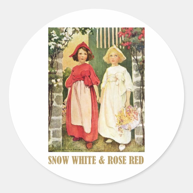 Sticker Rond Blanche neige et rouge Rose (Devant)
