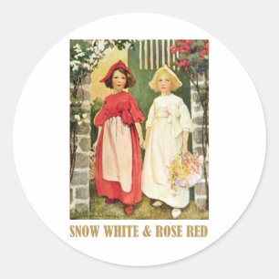 Sticker Rond Blanche neige et rouge Rose