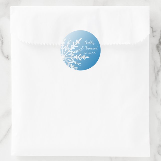 Sticker Rond Blanche-Neige sur Blue Winter (Sac)