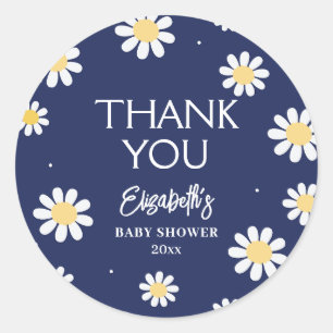 Sticker Rond Blancs marguerites Spring Baby shower Merci