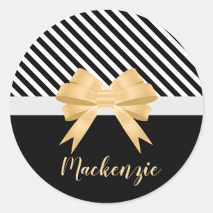Sticker Rond Blancs noirs Goldem Bow