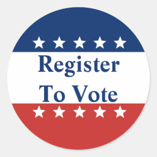 Sticker Rond Blancs rouges et bleus avec étoiles Inscrivez-vou