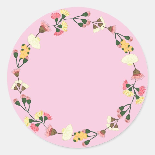 Sticker Rond Blank Elegant aquarelle ornement floral classique  (Devant)