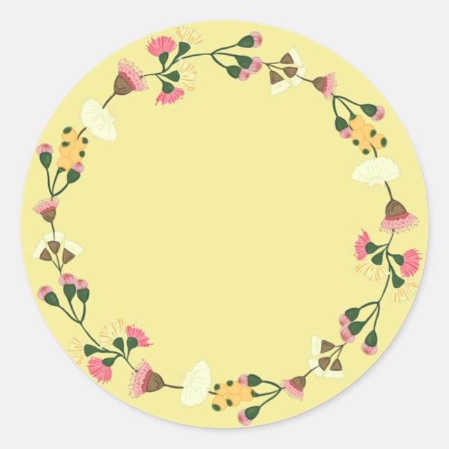 Sticker Rond Blank Elegant aquarelle ornement floral classique  (Devant)