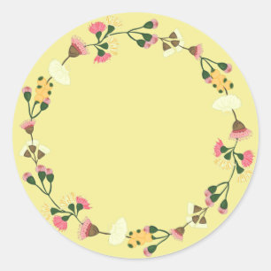 Sticker Rond Blank Elegant aquarelle ornement floral classique 