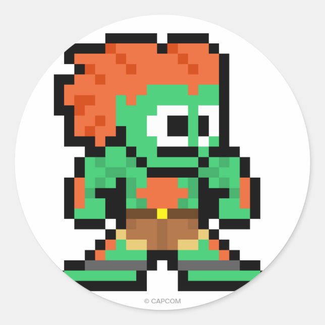 Sticker Rond Blanka 8 bits (Devant)