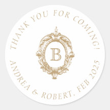 Blason de monogramme de mariage en or antique