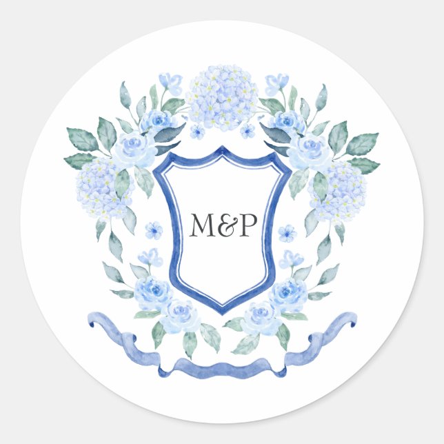 Sticker Rond Blason de monogramme floral (Devant)