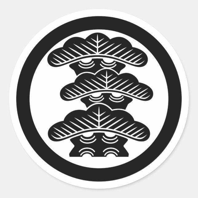 Sticker Rond [Blason familial] Érable à 3 niveaux aligné à droi (Devant)