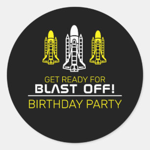Sticker Rond Blast Off ! Navettes spatiales, Anniversaire