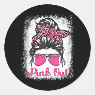 Sticker Rond Bleached Pink Out Football Maman Messy Bun Pink