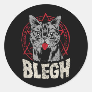 Sticker Rond Blegh Metalcore Chat Pentagram Funny Breakdown Mus