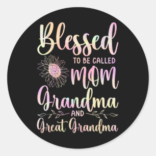 Sticker Rond Blessed To Be Called Mama Grandma Et Great Grandma