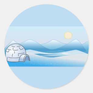 Sticker Rond Bleu arctique d'igloo