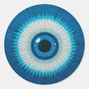 Sticker Rond Bleu Artistique mal conception oeil