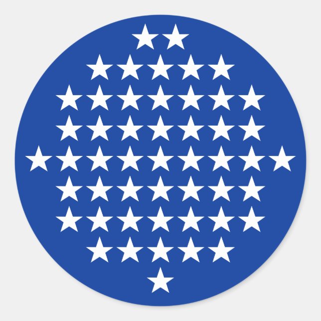 Sticker Rond Bleu avec 50 étoiles blanches à thème Drapeau amér (Devant)