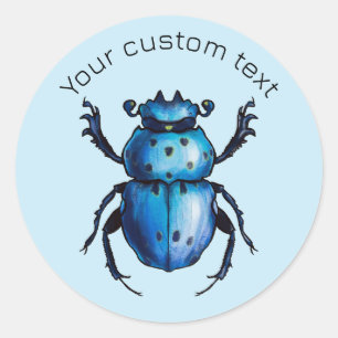 Sticker Rond Bleu Beetle Scarab Art - Entomologie du Louvain d'