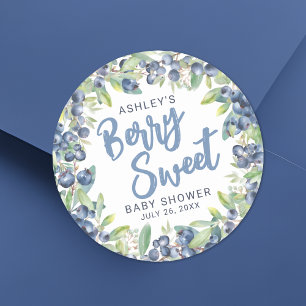 Sticker Rond Bleu Berry Baby shower doux