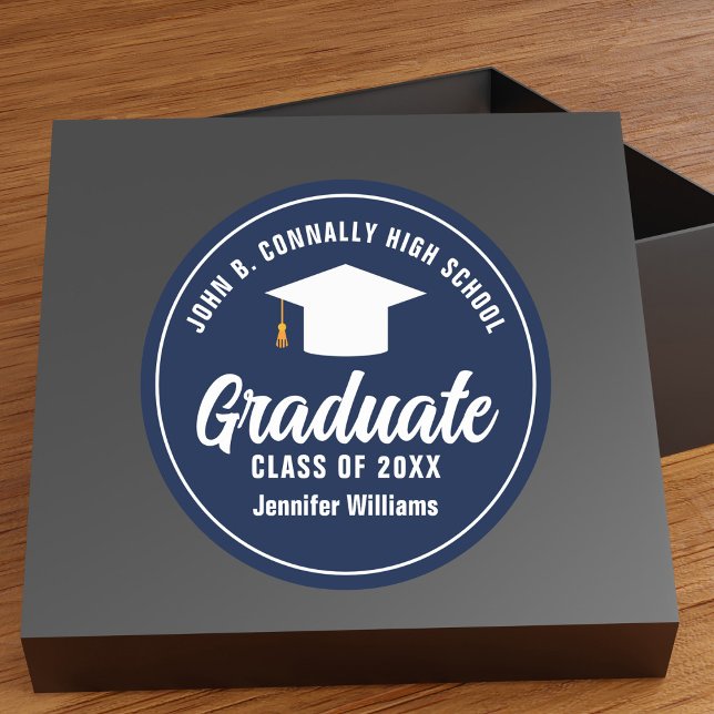 Sticker Rond Bleu blanc de la Marine Graduate sur mesure (Créateur téléchargé)