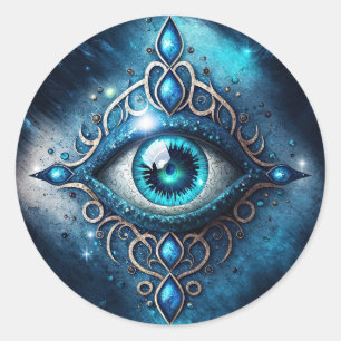 Sticker Rond Bleu Bleu Bleu Tous Voir les yeux Illuminati