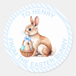 Sticker Rond Bleu Bleu De La Dette Lapin De Pâques
