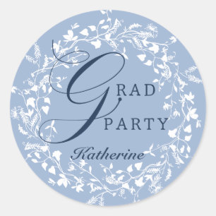 Sticker Rond Bleu Bleu Fleur sauvage Wreath Graduation