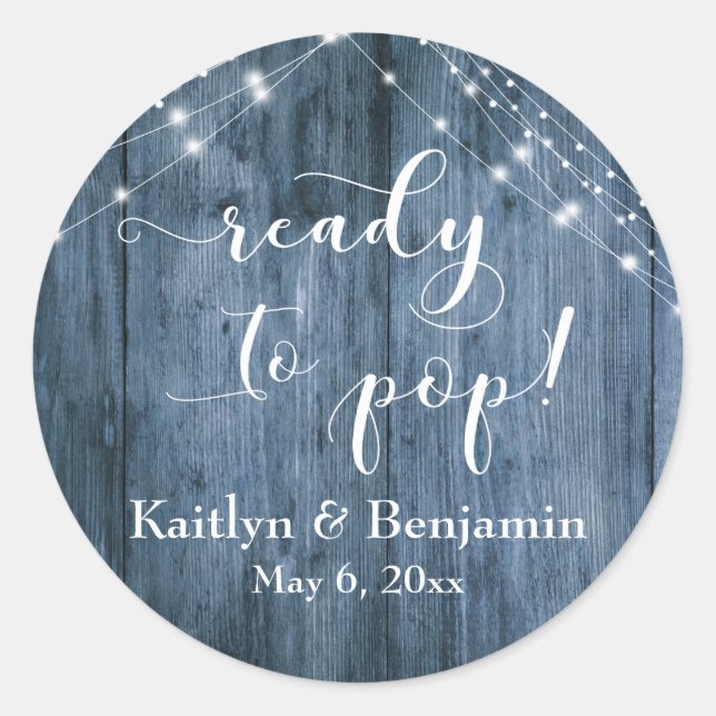 Sticker Rond Bleu Bois & Chaînes Légères Prêt à Pop! (Devant)