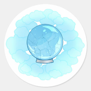 Sticker Rond Bleu brillant Cracked Crystal Ball