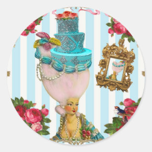 Sticker Rond Bleu Cakes et Rose Tea pour Marie Antoinette