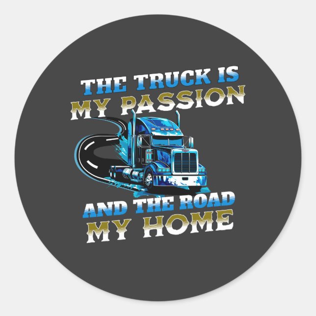 Sticker Rond Bleu Camion Speed Road Passion Home Conception du  (Devant)