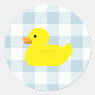 Sticker Rond Bleu canard en caoutchouc En vichy Motif