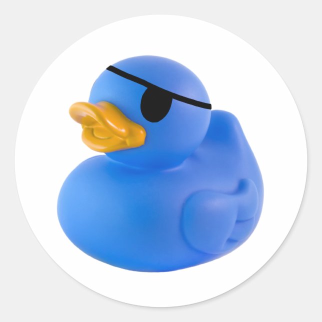 Sticker Rond Bleu canard en caoutchouc pirate (Devant)