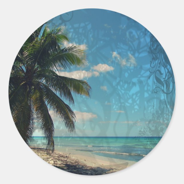 Sticker Rond Bleu caraïbe (Devant)