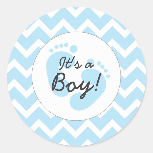 Sticker Rond bleu c'est un garçon baby shower enveloppe scellés (Devant)