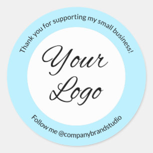 Sticker Rond Bleu clair Ajouter Logo Merci Petite entreprise