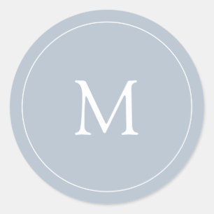 Sticker Rond Bleu Clair   Monogramme Mariage