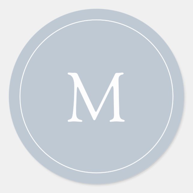 Sticker Rond Bleu Clair | Monogramme Mariage (Devant)