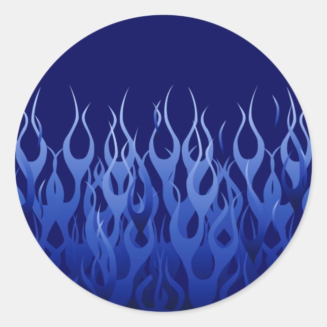 Sticker Rond Bleu cool sur Blue Racing Flames décorative (Devant)