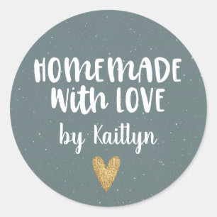 Sticker Rond Bleu Cute Maison Faite Avec Amour