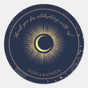 Sticker Rond Bleu de la marine cosmique nuit étoilée mystique