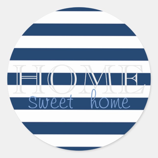 Sticker Rond Bleu de la marine moderne, Home Sweet Home (Devant)