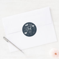 Bleu de la Marine Quirky Doodle Parti de graduatio