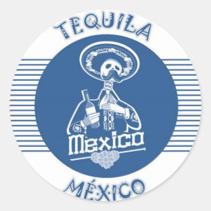 STICKER ROND BLEU DE LA TEQUILA MÉXICO