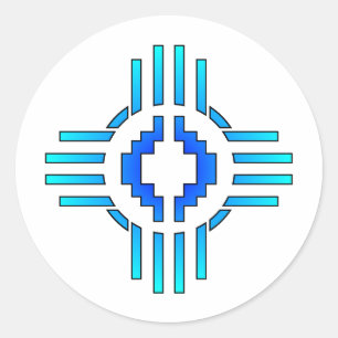 Sticker Rond Bleu de signe de Zia Sun