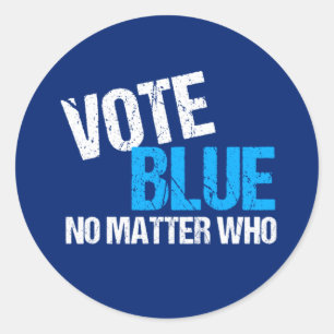 Sticker Rond Bleu de vote n'importe qui Démocrate