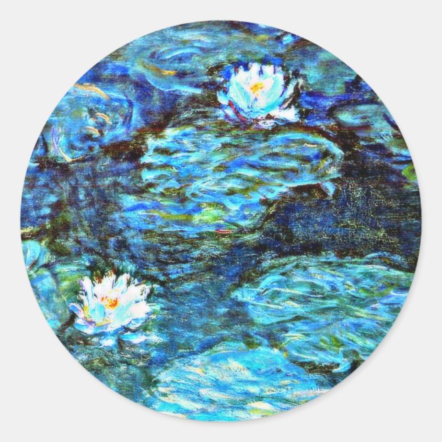 Sticker Rond Bleu des nénes d'eau par Monet (Devant)