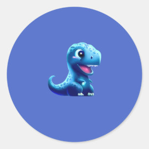 Sticker Rond Bleu Dinosaur Cute
